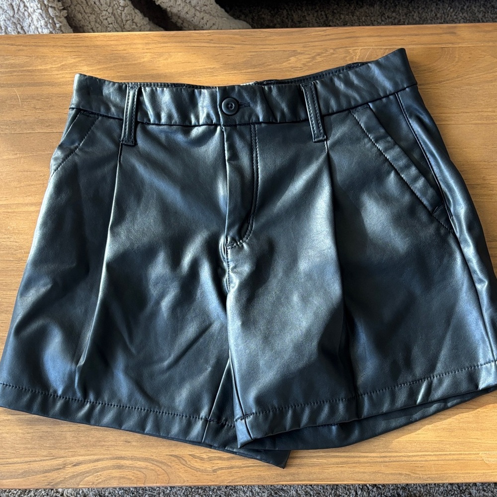 American Eagle Outfitters Black Faux Leather High Waist Shorts